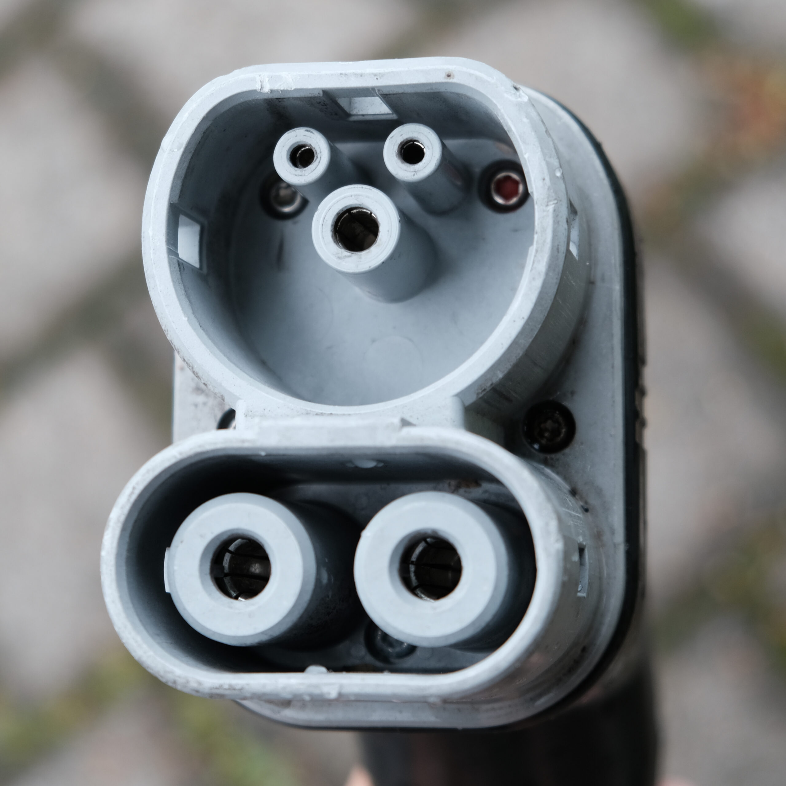 Close-up of a CCS combo charging connector