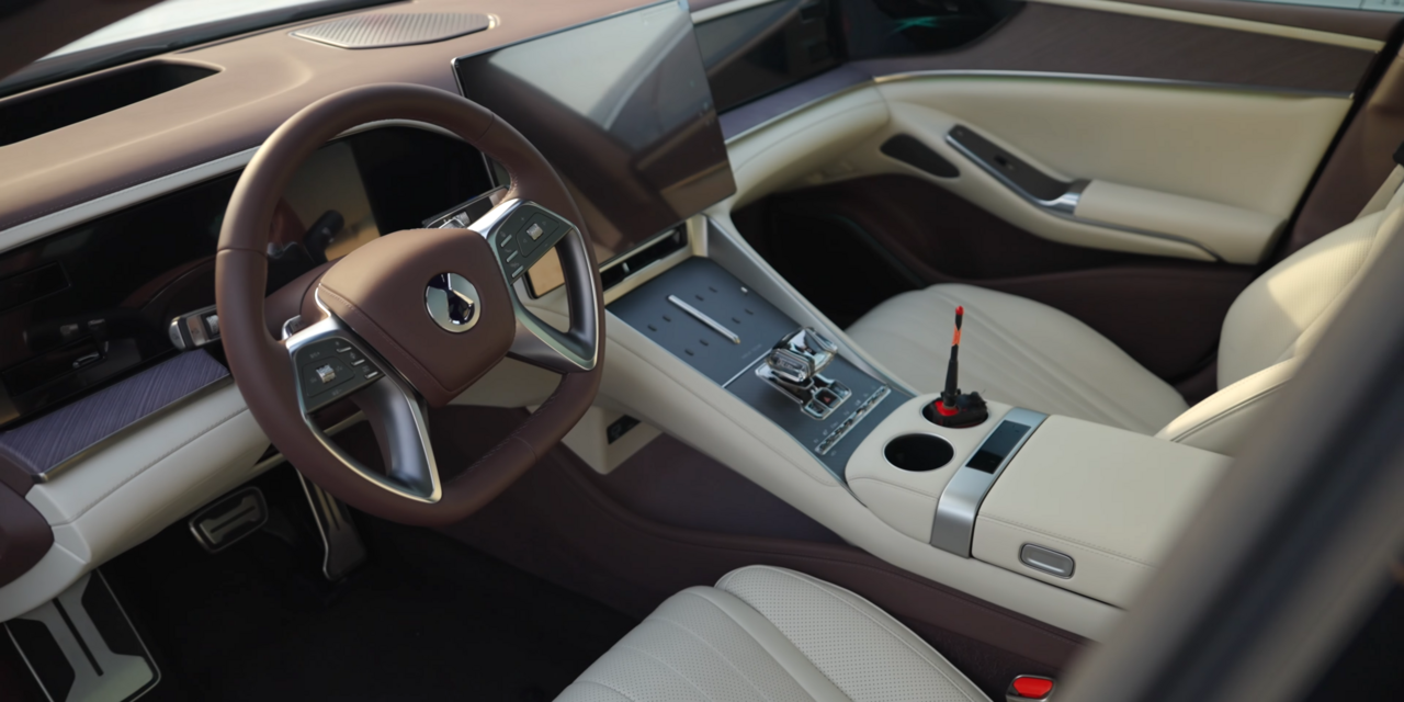 Interior cabin of the Denza Z9 GT with dashboard and centre console