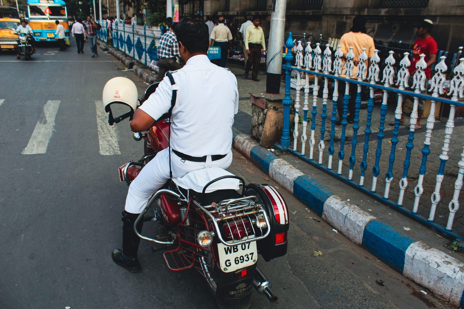 Traffic police officer on duty in Kolkata, India