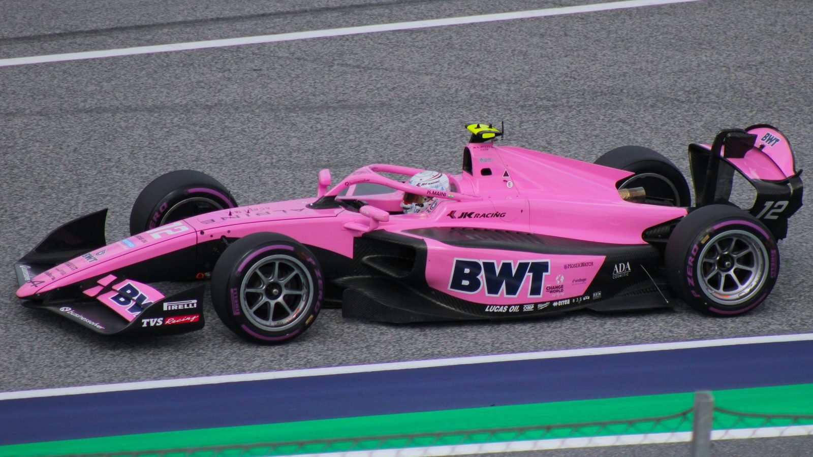 Kush Maini's Formula 2 car at the 2025 Austrian round
