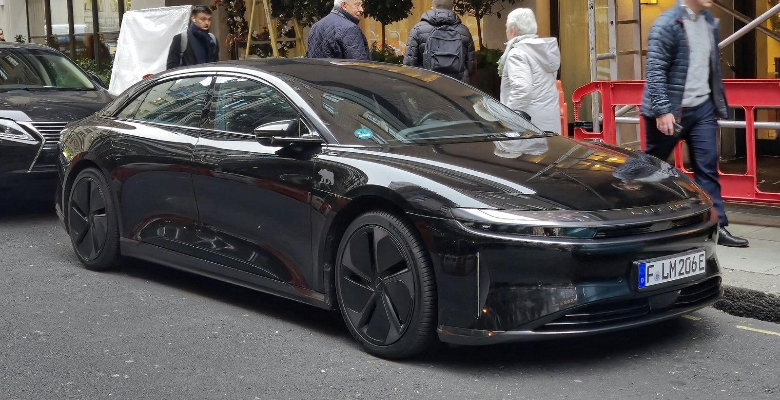 Lucid Air sedan parked outdoors, side profile