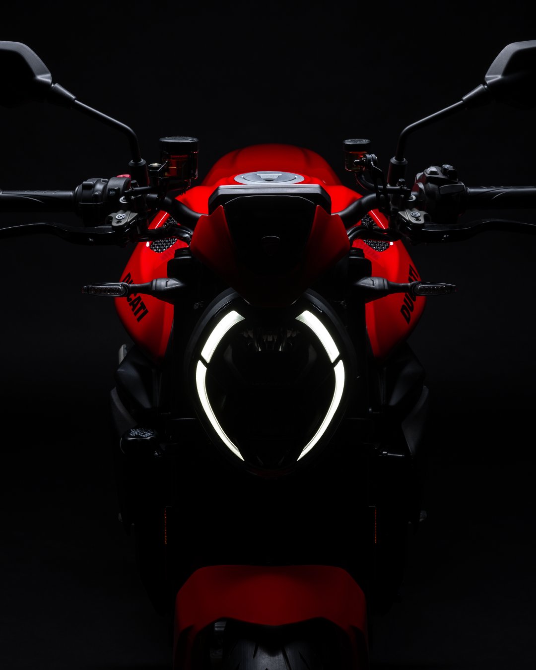 2026 Ducati Monster front LED headlight close-up detail