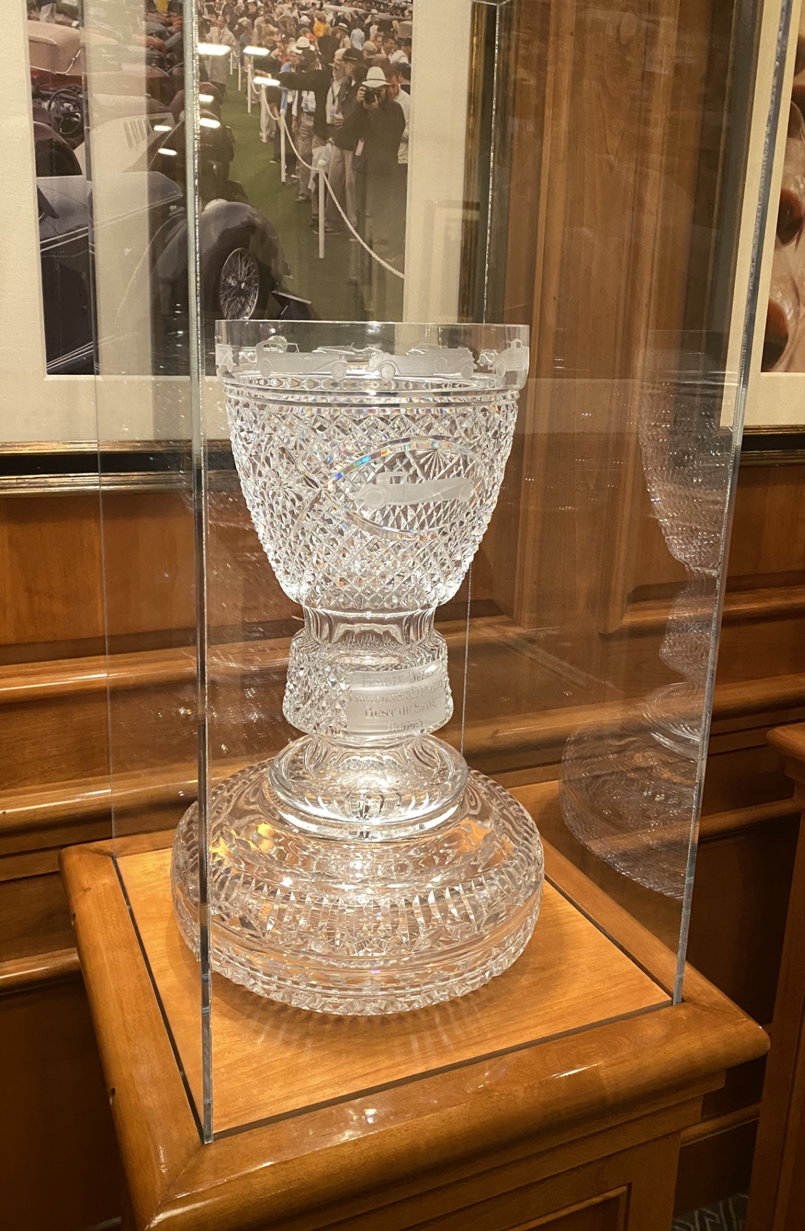 The crystal Best of Show trophy awarded at the Pebble Beach Concours d'Elegance