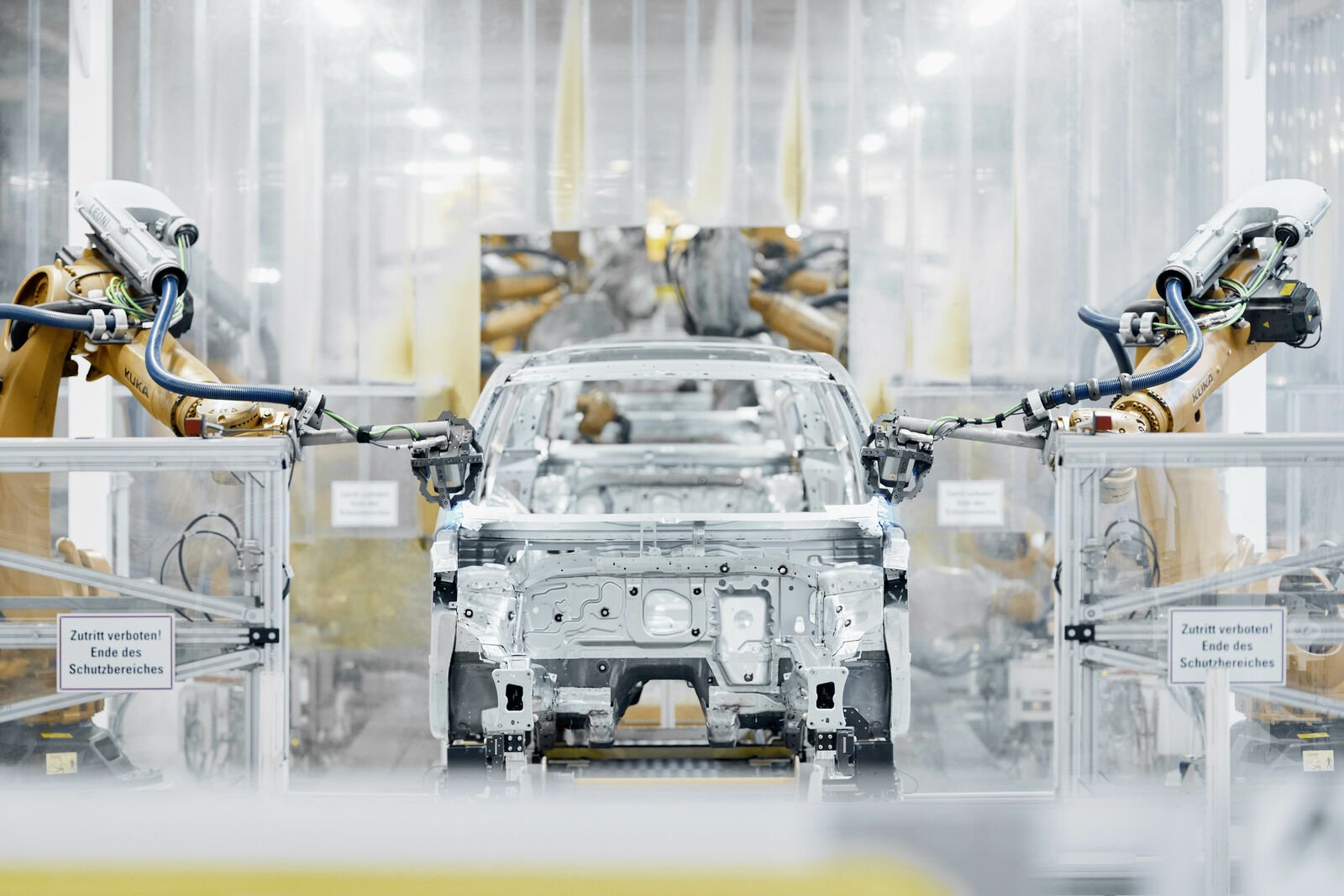 Production floor at Volkswagen's Wolfsburg headquarters plant
