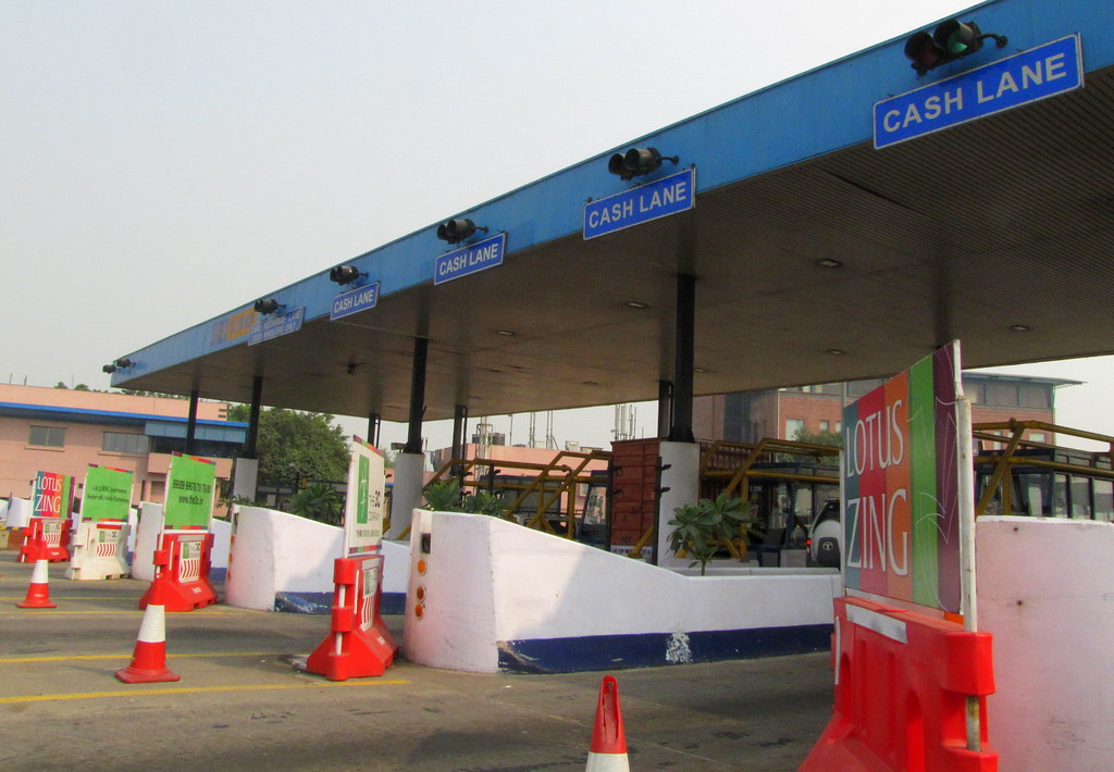 Toll booths on a highway outside Delhi, part of the wider tightening of vehicle compliance enforcement in 2026