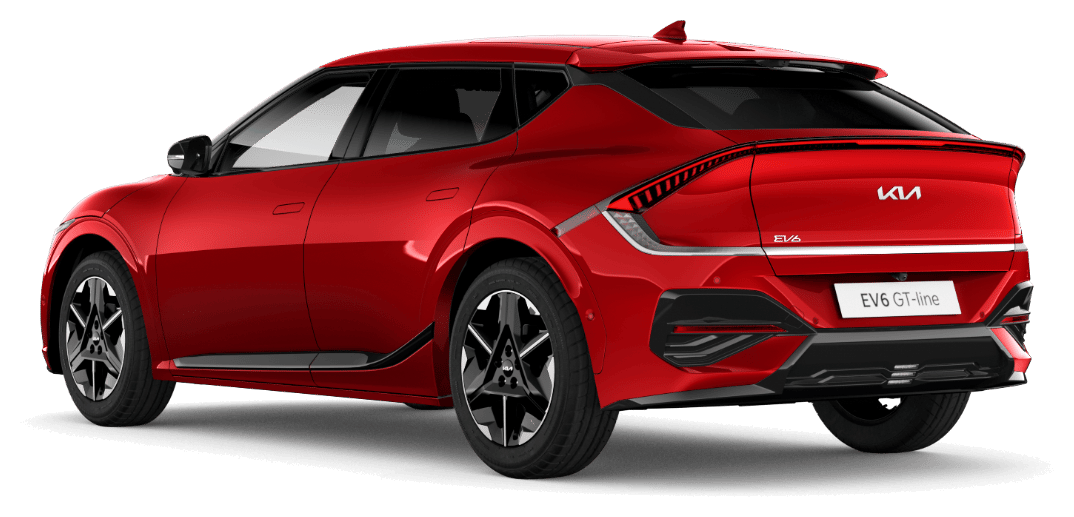 Rear three-quarter view of a fully-imported electric SUV