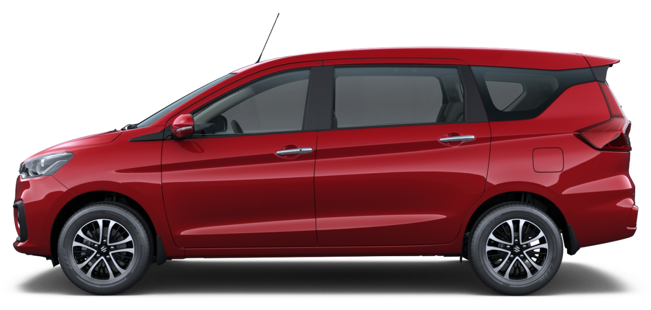 Maruti Suzuki Ertiga side profile studio shot in red