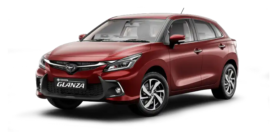 Toyota Glanza hatchback in red