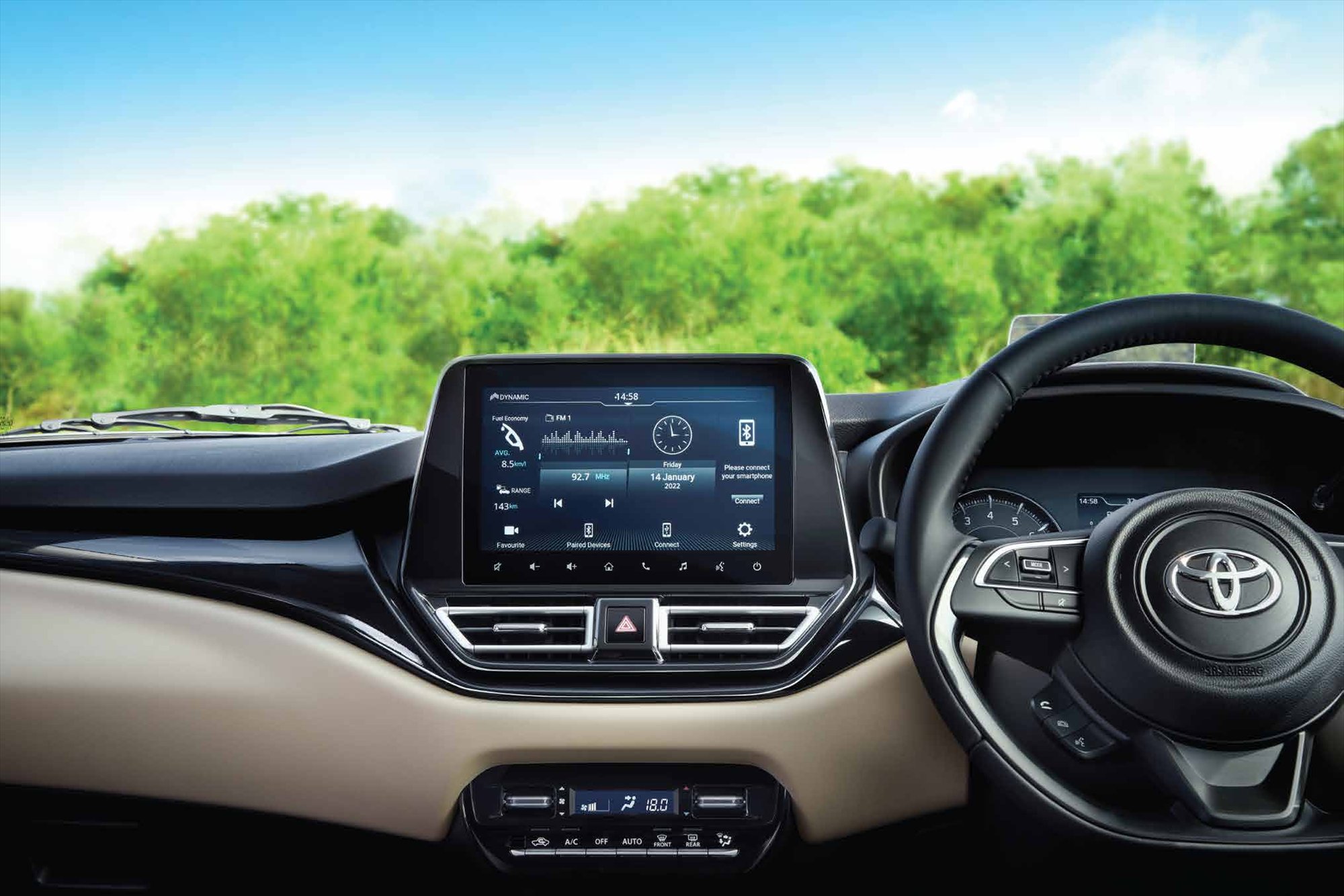 Toyota Glanza dashboard and touchscreen
