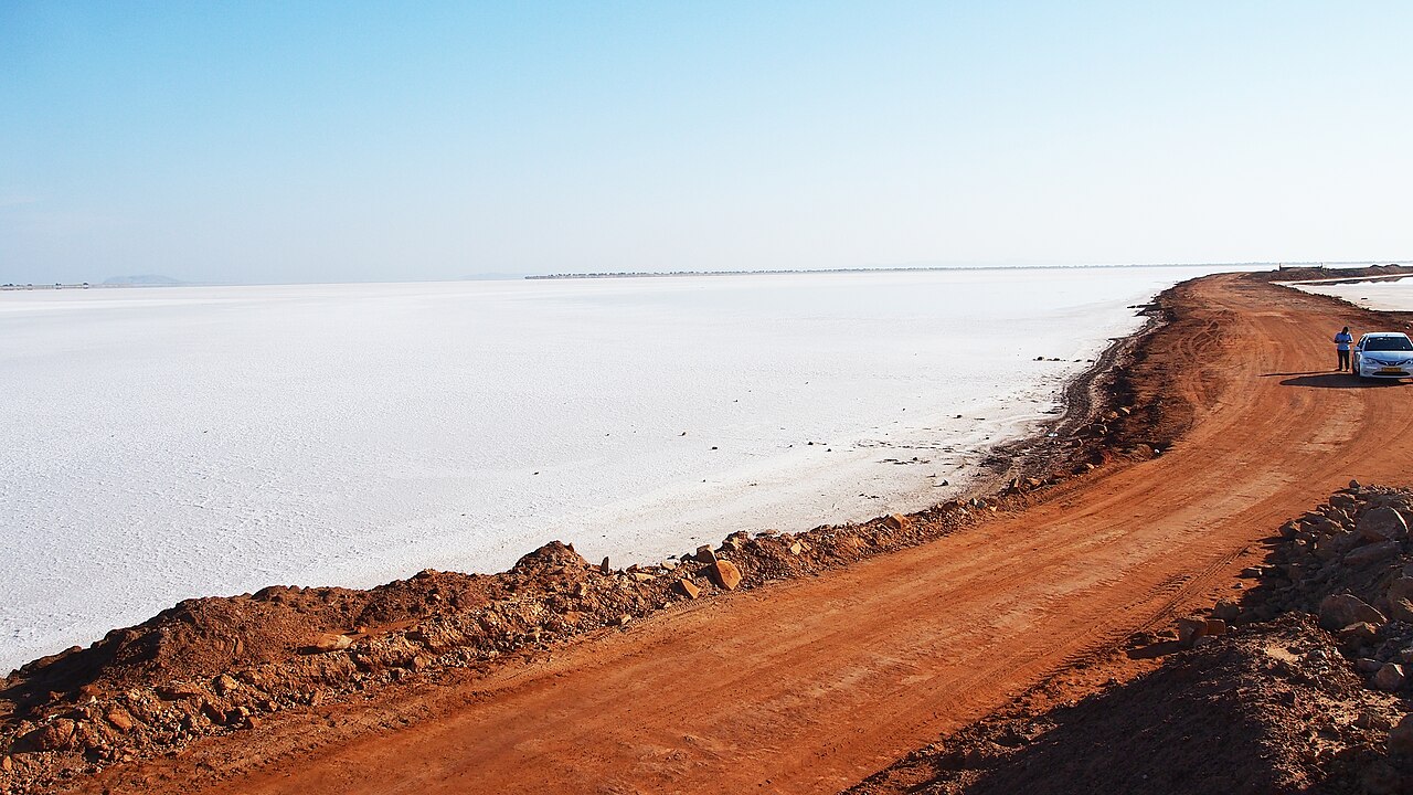 White salt desert at the Rann of Kutch near Dhordo