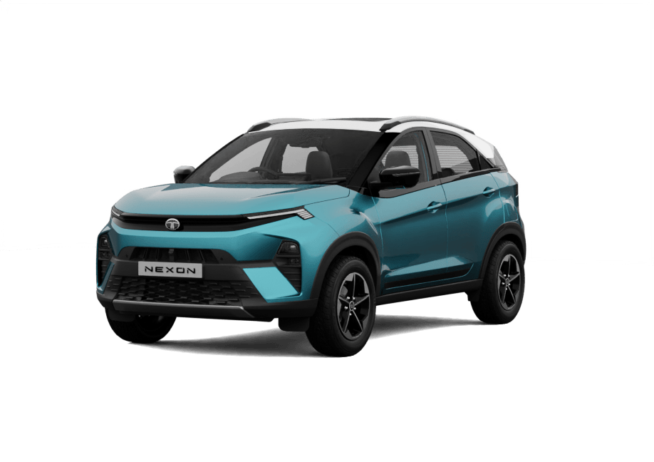 Tata Nexon front three-quarter studio shot in Ocean Blue