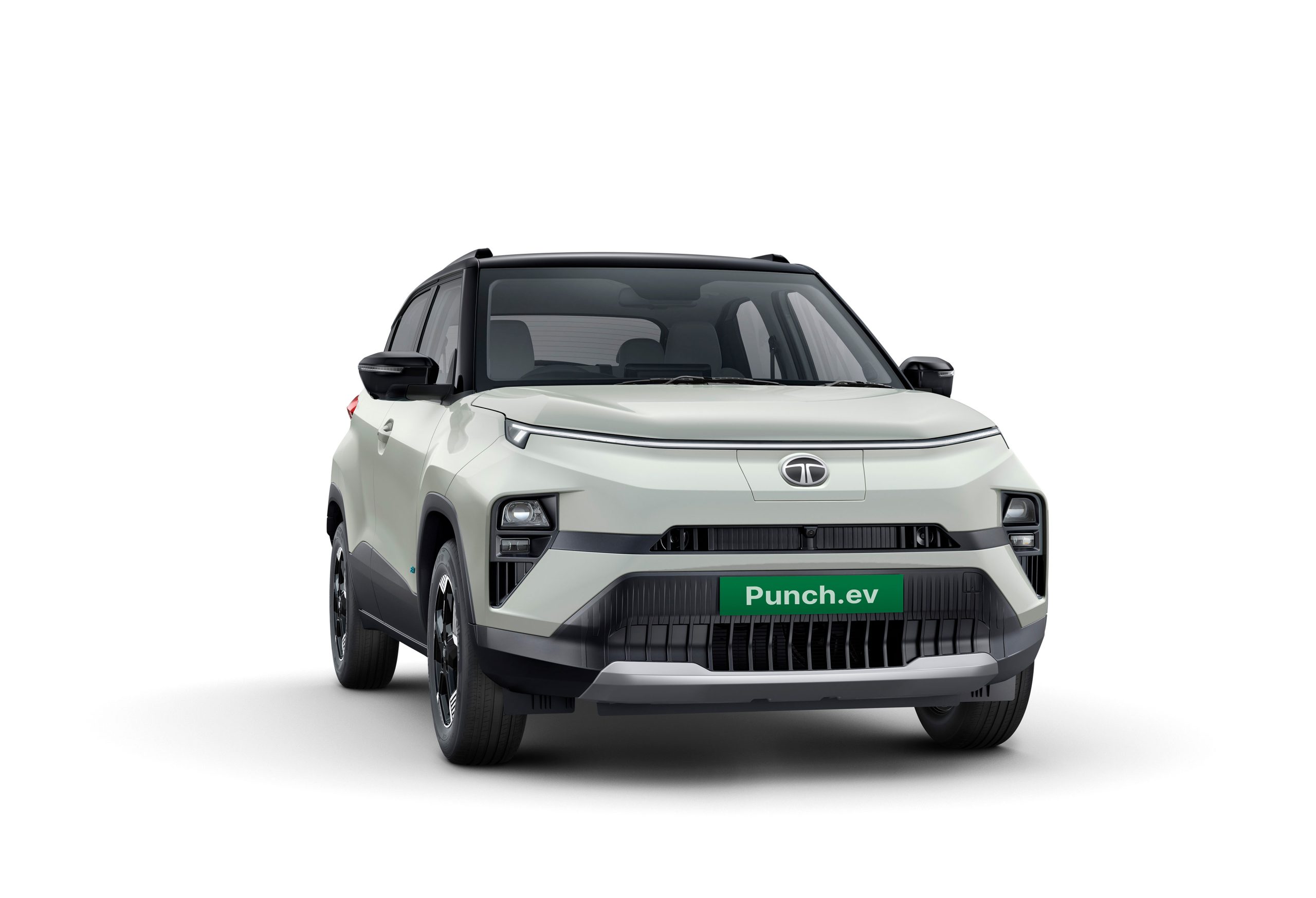 Tata Punch EV parked, front three-quarter view