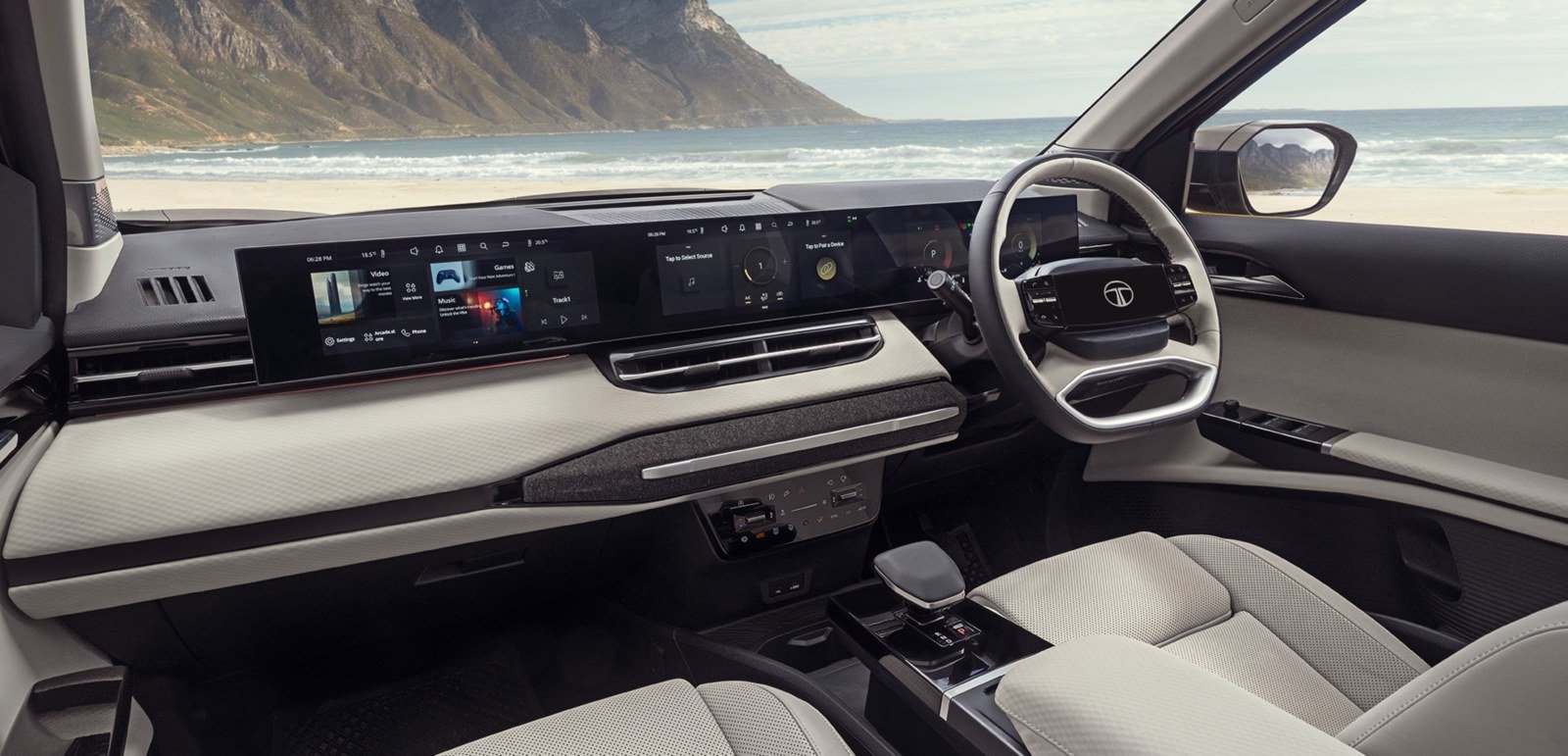 Tata Sierra interior, triple-screen dashboard