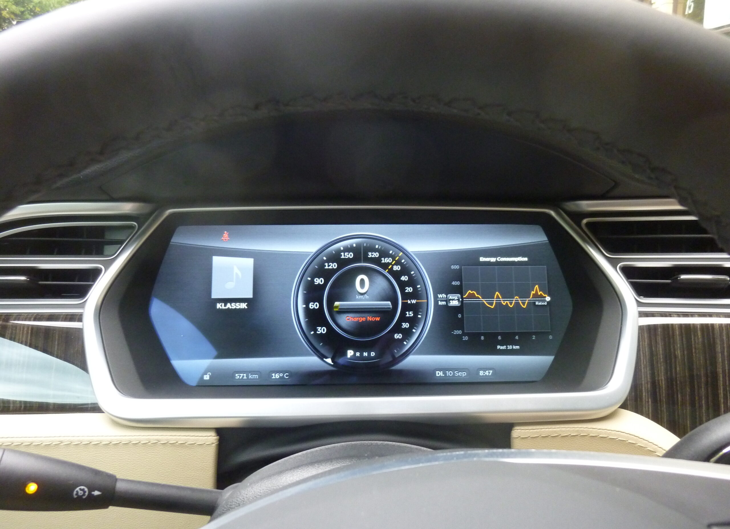 Tesla Model S dashboard showing an over-the-air software interface