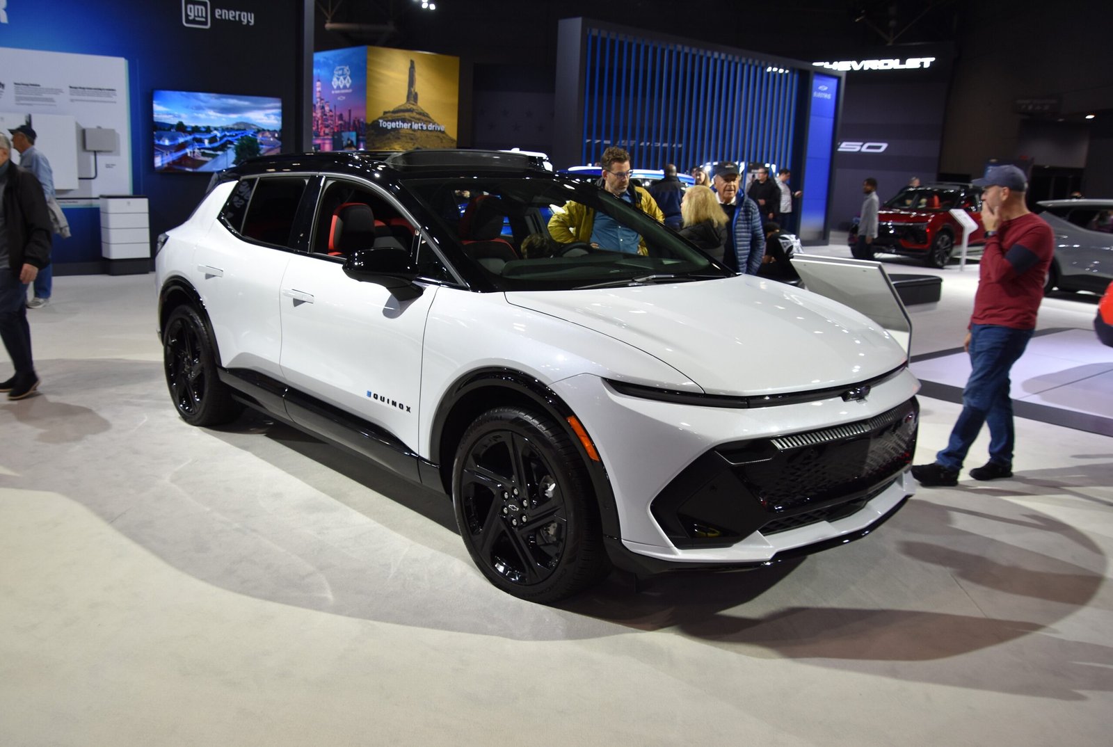 Chevrolet Equinox EV electric SUV on display at an auto show