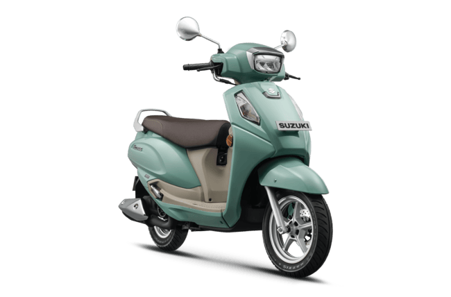 Suzuki Access 125 studio shot, front three-quarter