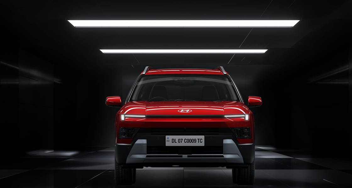 Hyundai Bayon front fascia with LED DRLs, studio shot