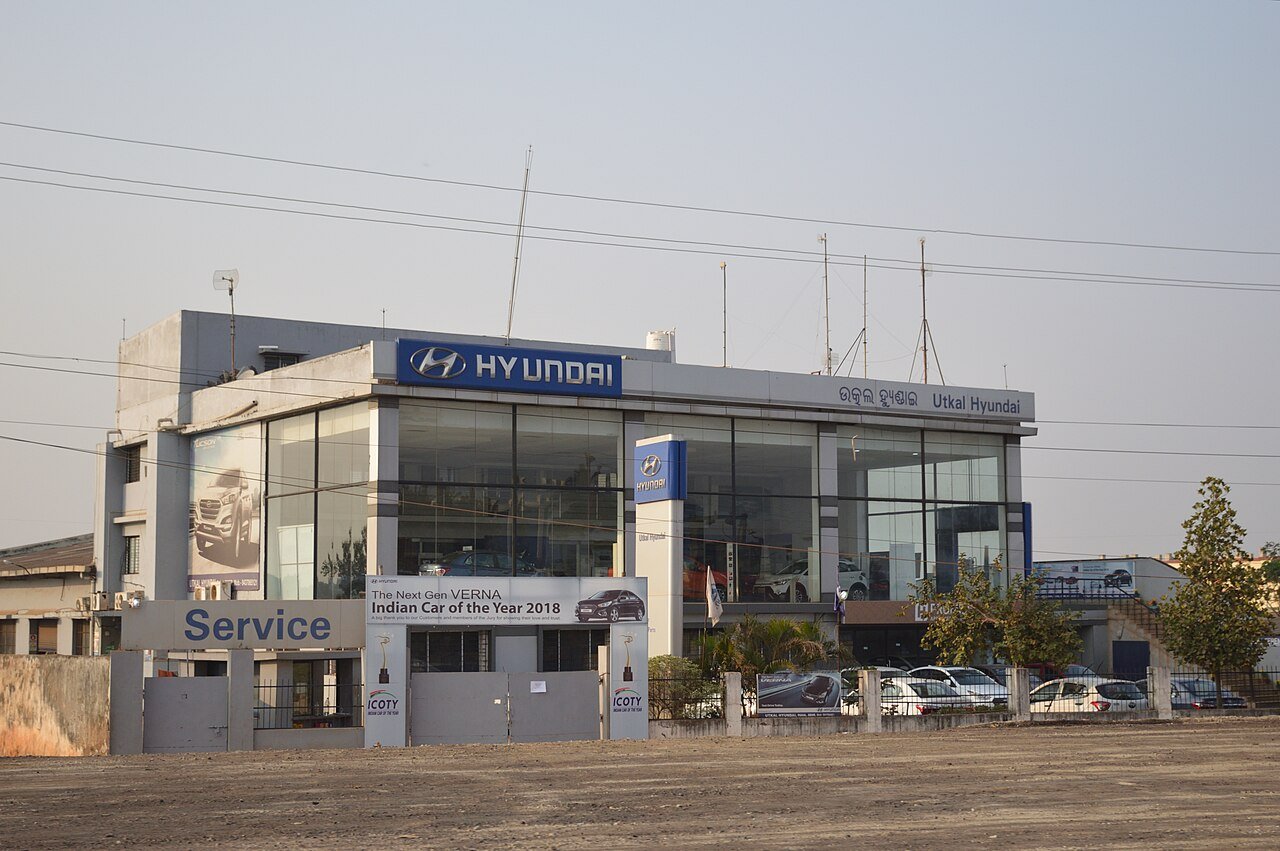 Hyundai showroom on a national highway in Bhubaneswar, Odisha