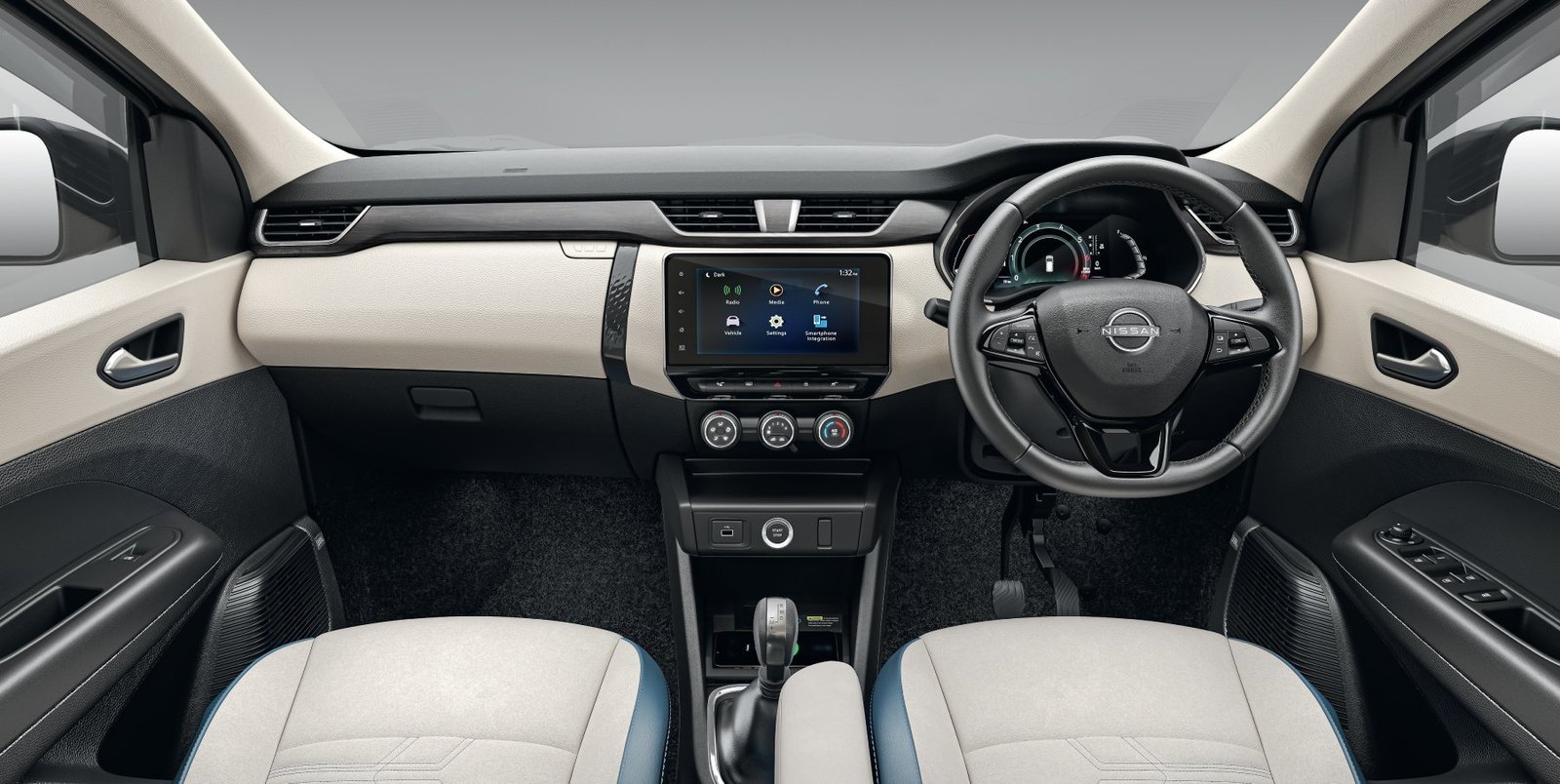 Nissan Gravite dashboard with touchscreen and AMT gear selector