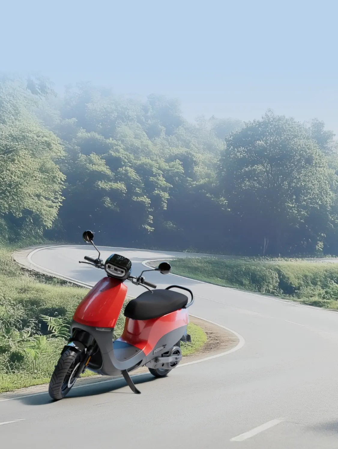 Ola S1X on a winding hill road