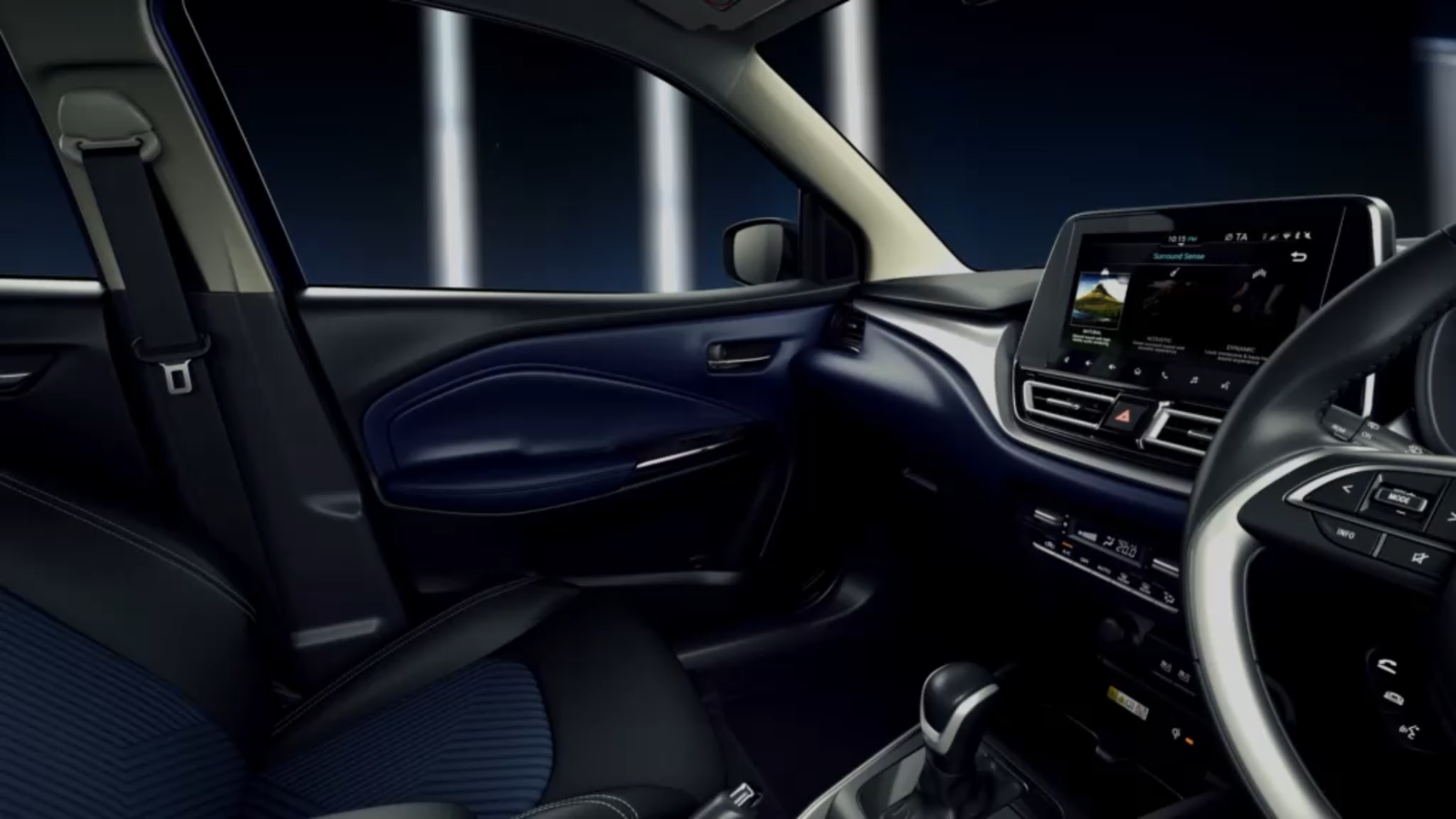 Maruti Suzuki Baleno facelift dashboard with 360-degree camera display