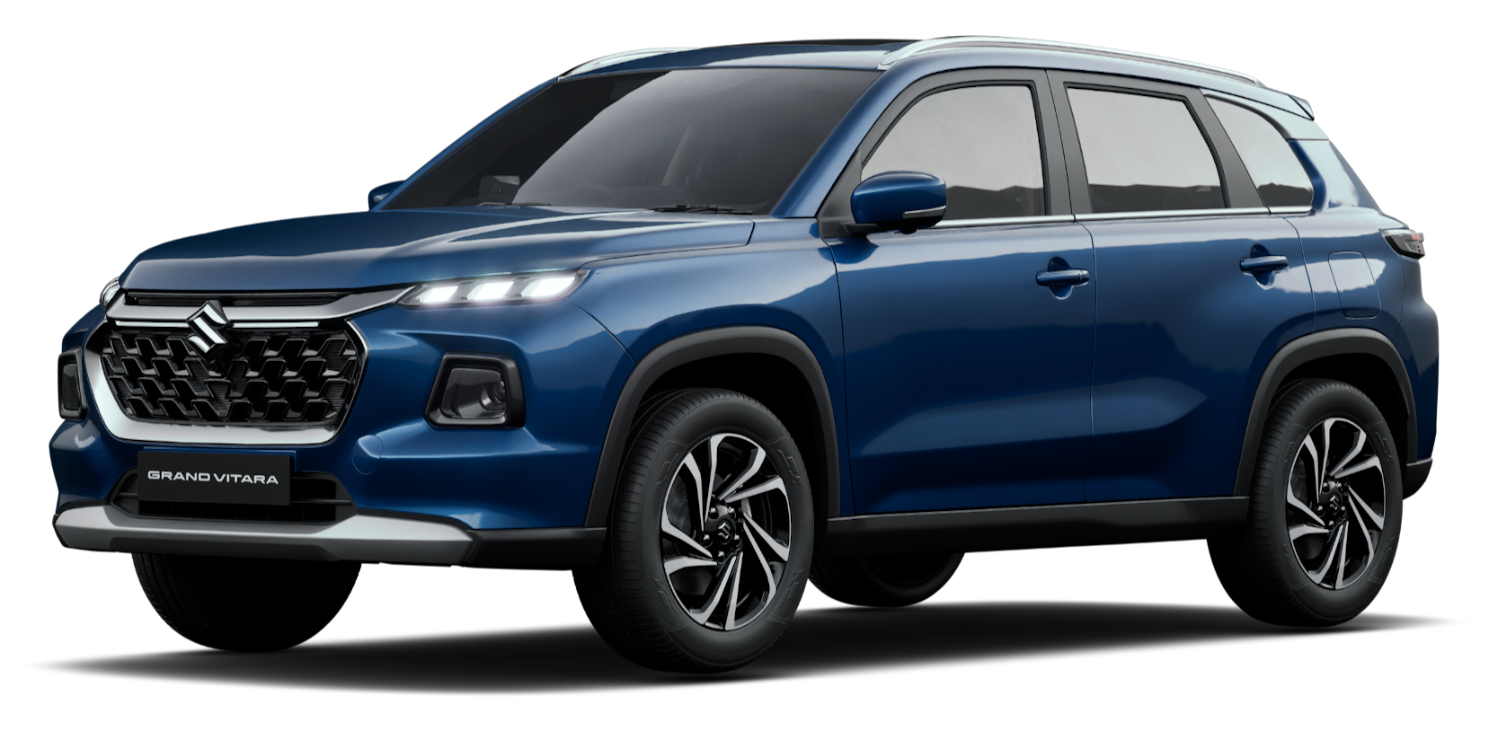 Maruti Suzuki Grand Vitara, blue, three-quarter front view