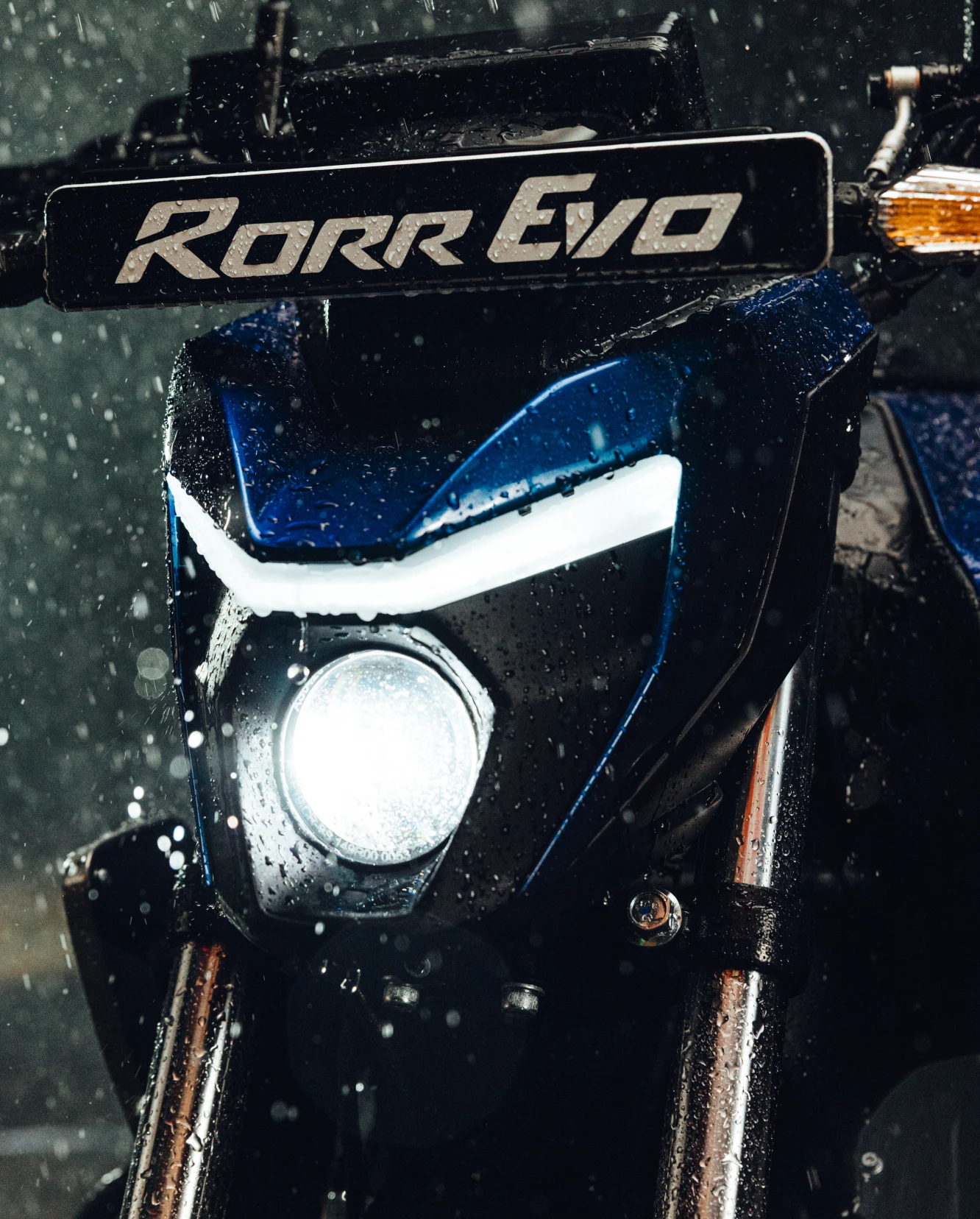 Close-up of Oben Rorr Evo tank badge and fit finish
