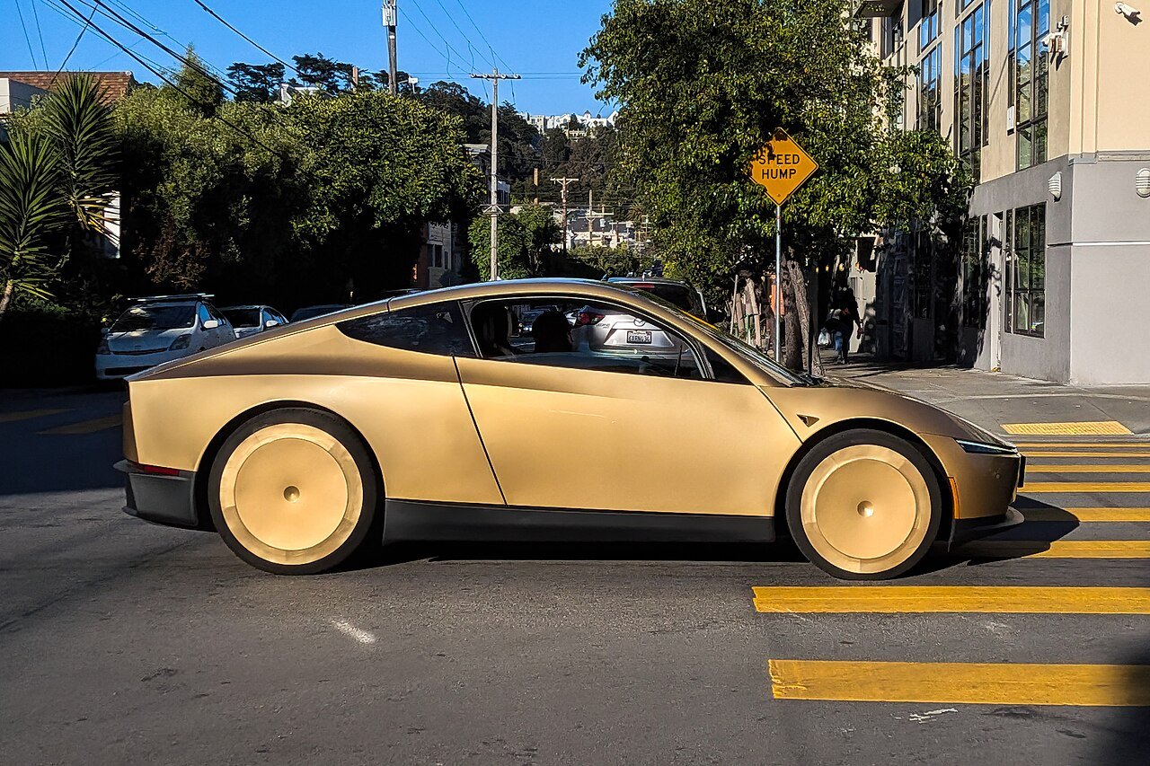 Tesla Cybercab driving on a San Francisco street