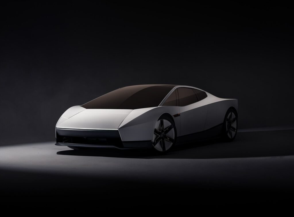 New Tesla Roadster in Ano White, front three-quarter view