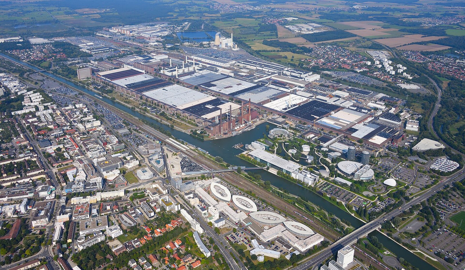 Aerial view of the Volkswagen plant in Wolfsburg, Germany