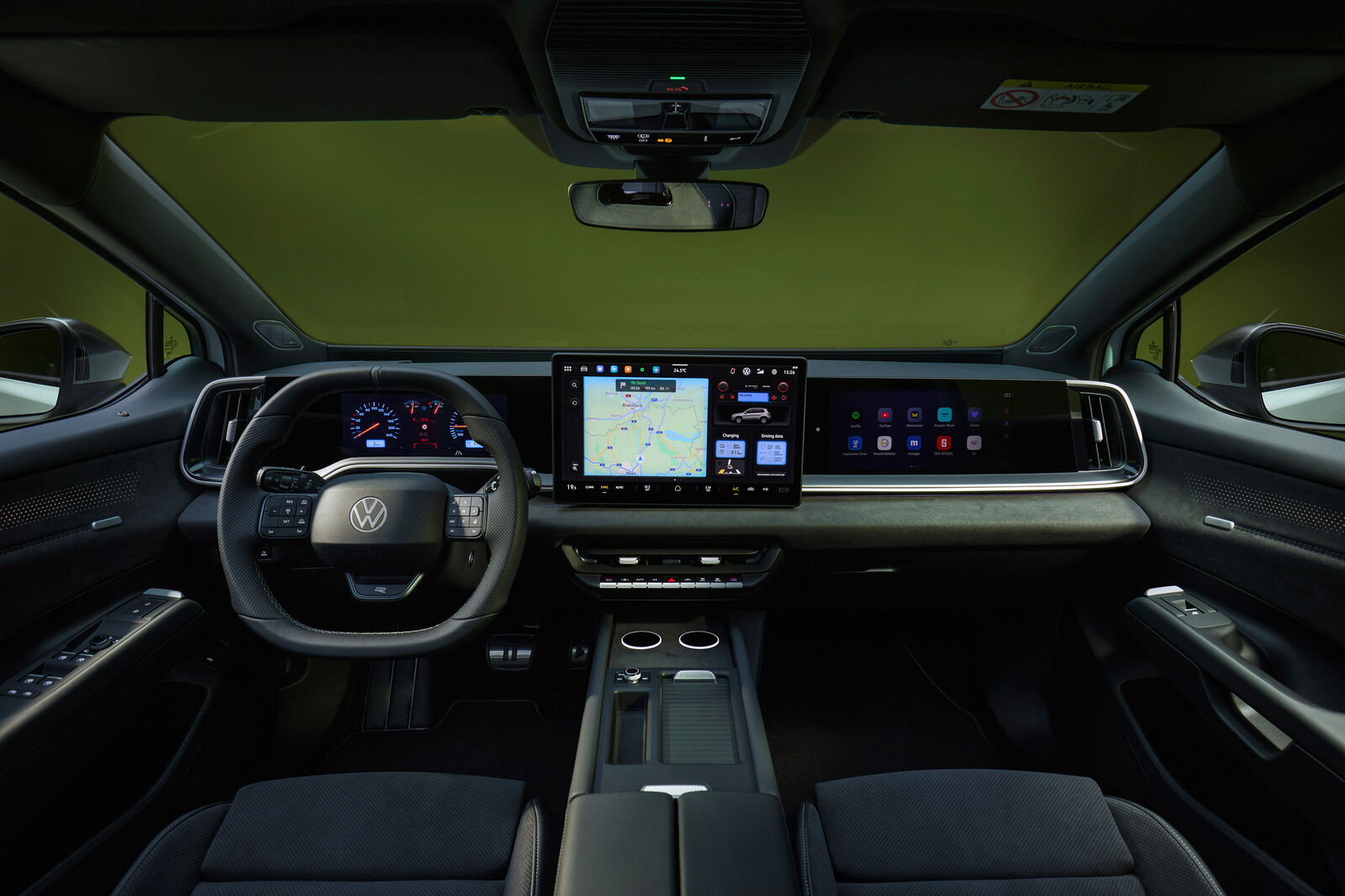 Volkswagen ID. Tiguan dashboard with the 15-inch infotainment screen and 12-inch co-driver display